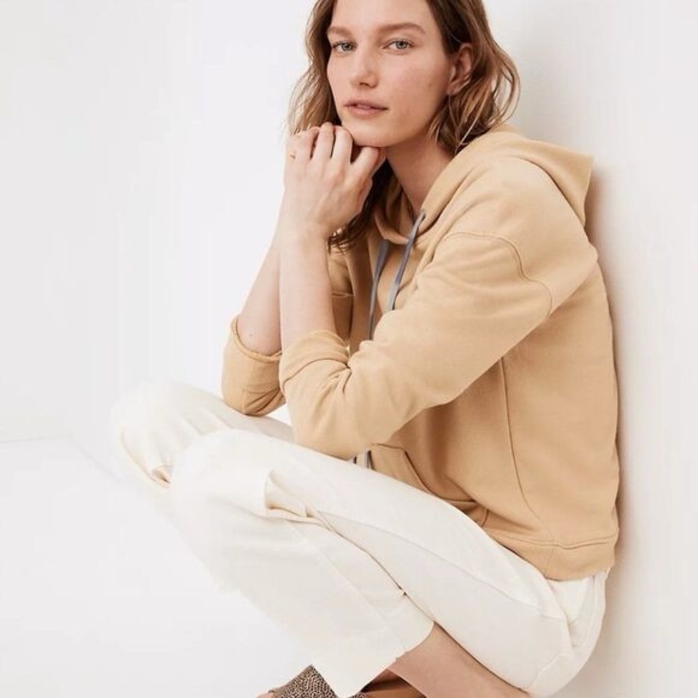 MADEWELL Dip-Dye Drawstring Hoodie Sweatshirt Dropped Shoulder Desert Dunes S - Picture 3 of 16